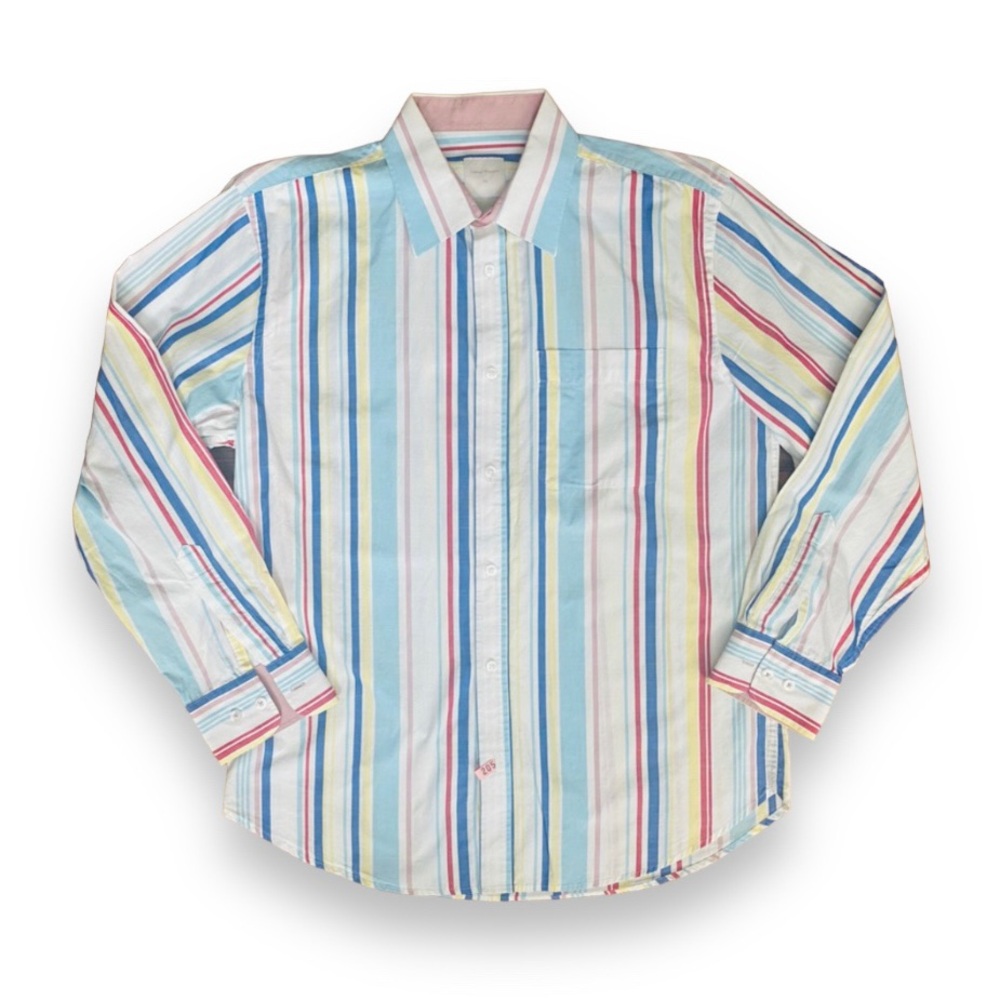 Samuel Windsor striped dress shirt Size Medium multicolored blue yellow pink red